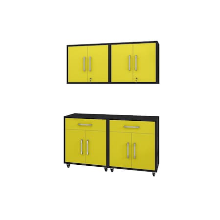 Eiffel 4-Piece Garage Set In Matte Black And Yellow